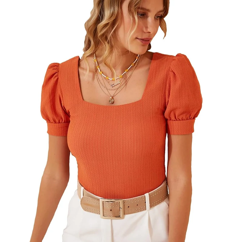 Square Neck Puff Sleeve Blouses Big Dart Clothing clothing
